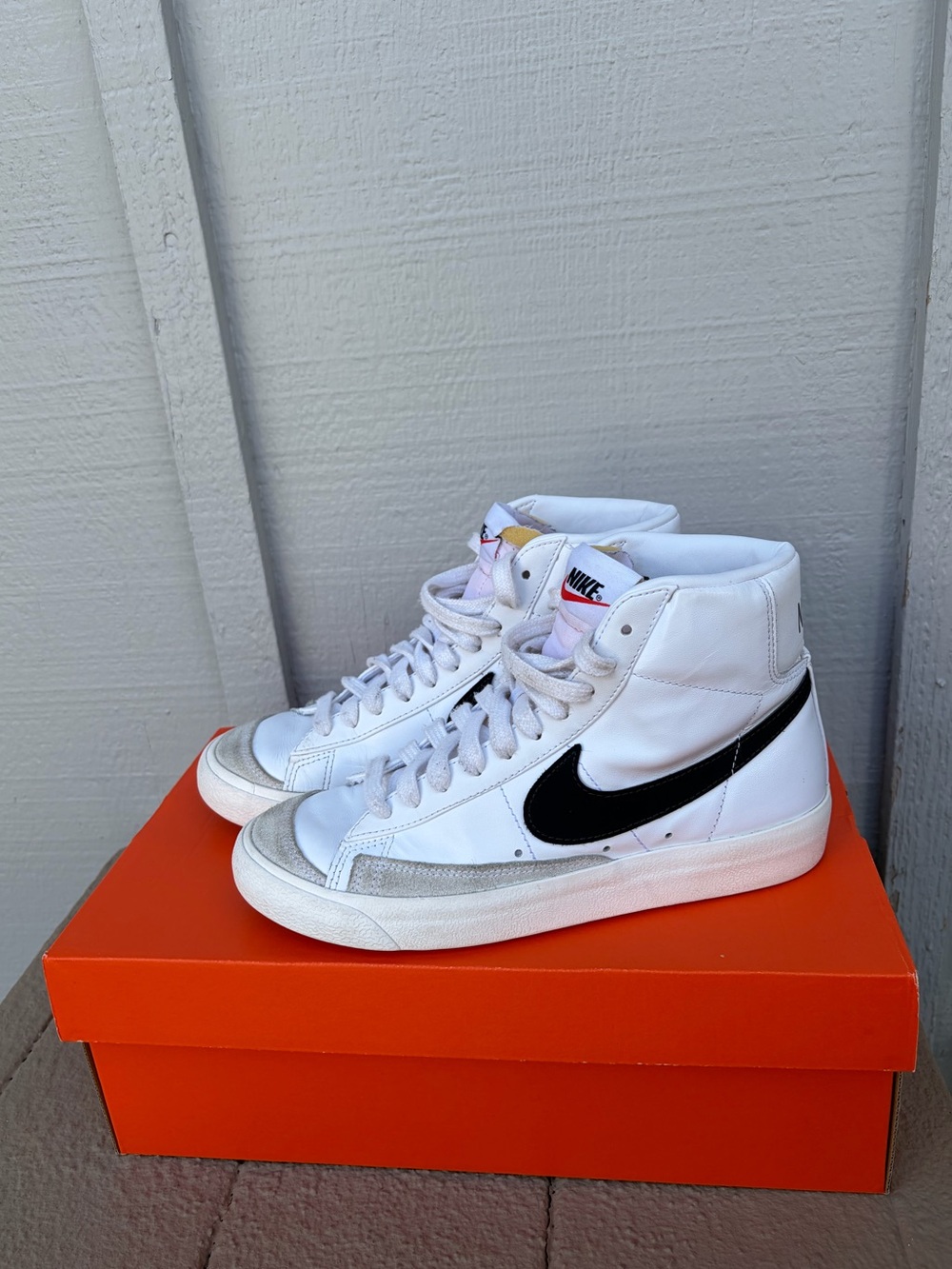 Nike Women’s Blazer Mid '77 White Sneakers with Black Nike Swoosh